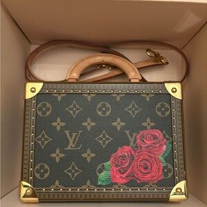 Louis Vuitton Mini Bag with Red Rose and Monogram